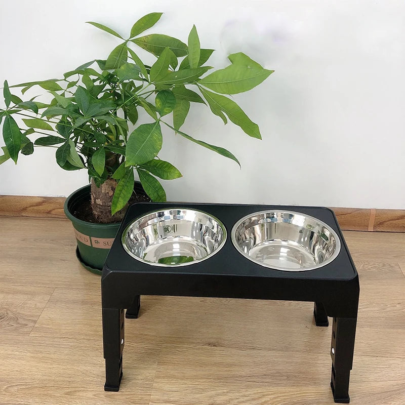 Adjustable Elevated Dog Feeder with Steel Bowls