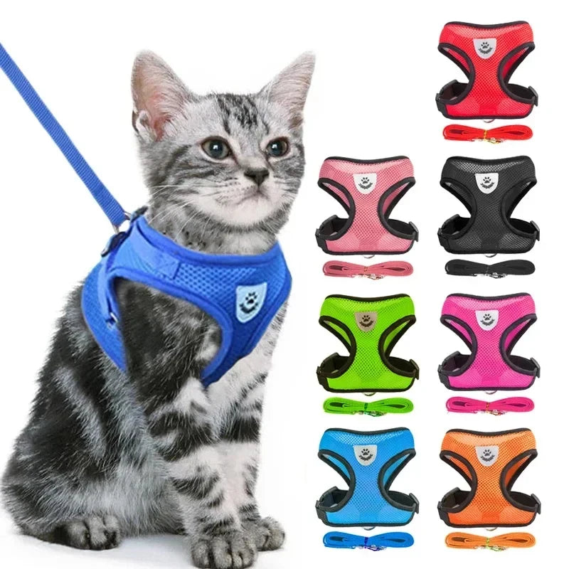 Adjustable Mesh Dog & Cat Harness & Leash Set