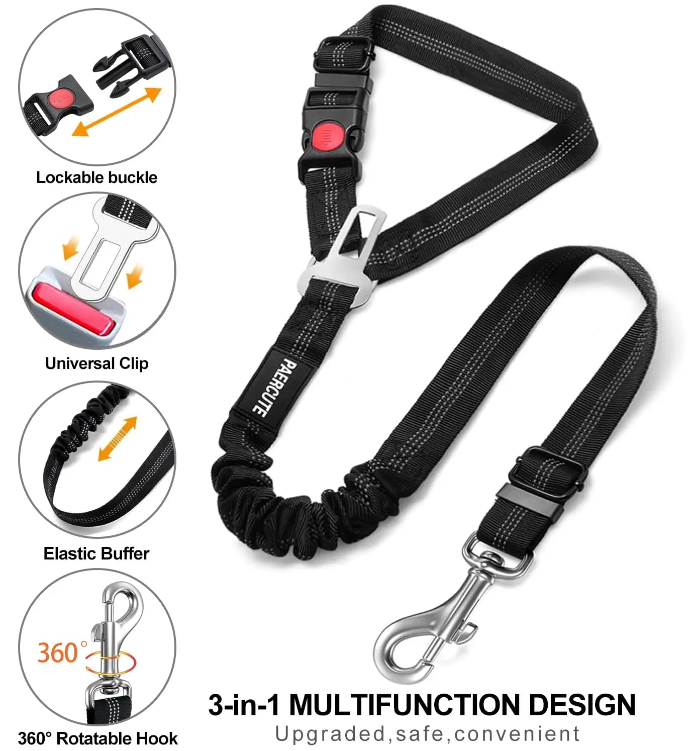 Adjustable 2-in-1 Dog Harness & Car Seat Belt