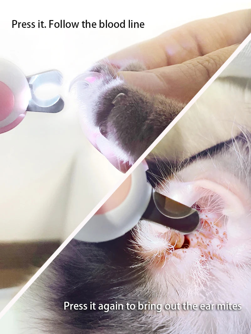 LED Pet Nail Clipper for Dogs & Cats, Safety Lock