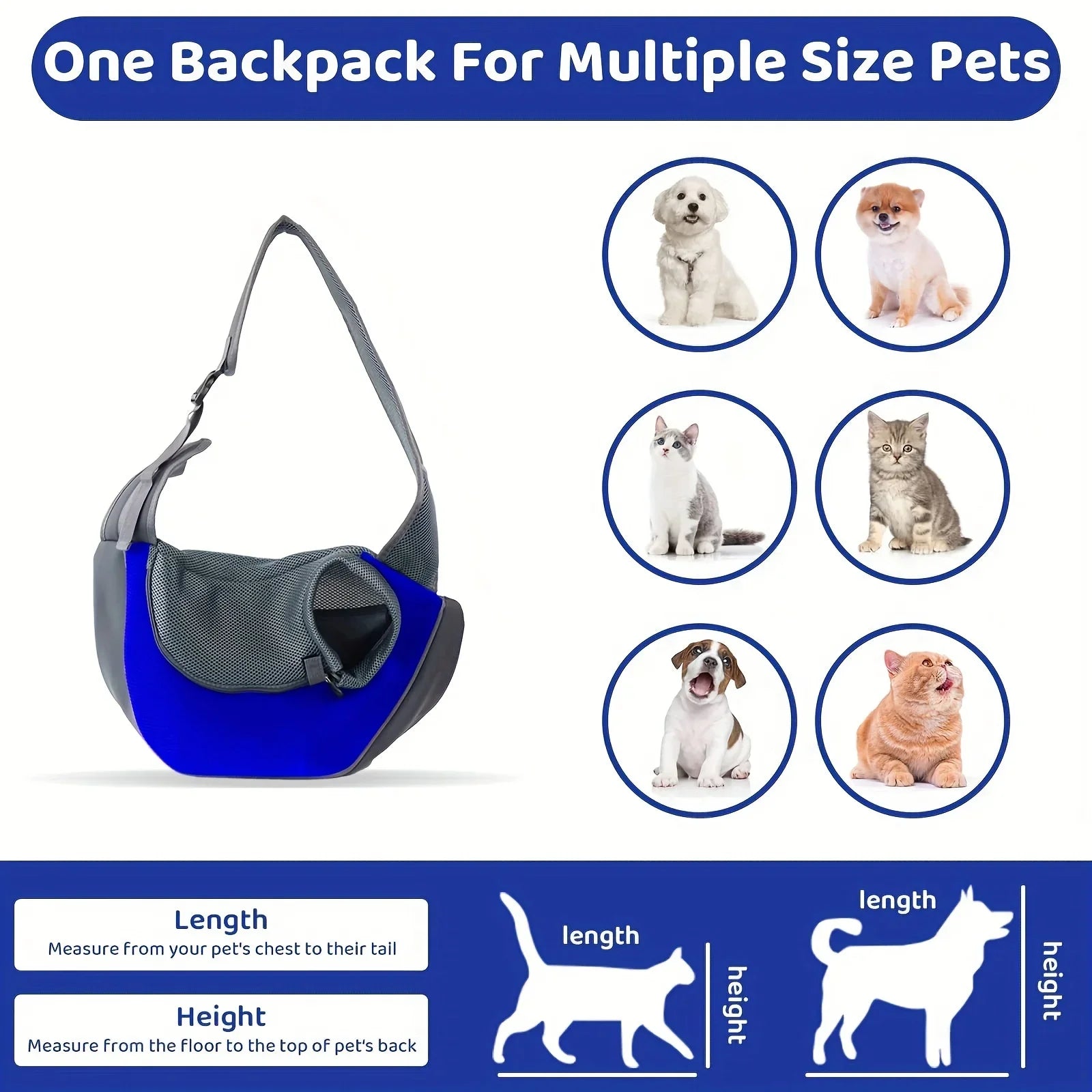 Breathable Dog Sling Carrier for Cats & Small Dogs