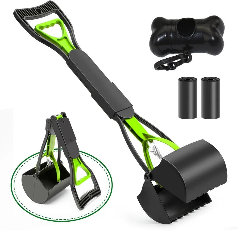 Heavy-Duty Long-Handle Dog Poop Scooper, Foldable
