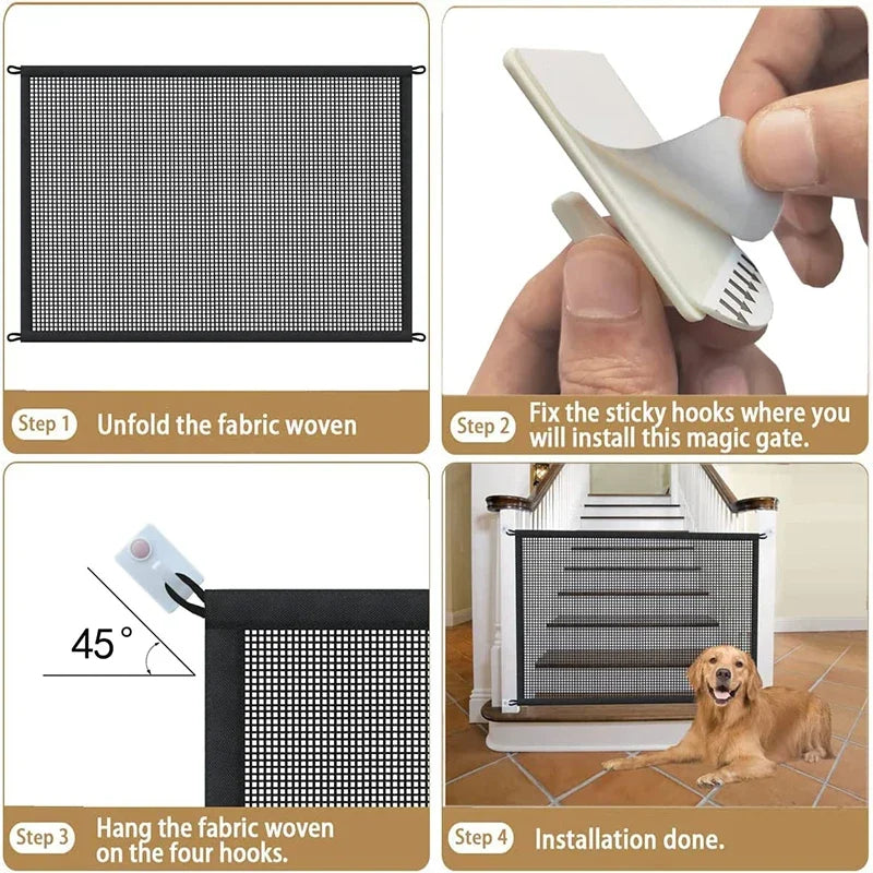 Foldable Mesh Dog Barrier & Playpen Safety Gate
