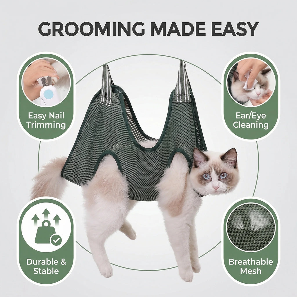 Anti-Scratch Cat Grooming Hammock for Nail Trims