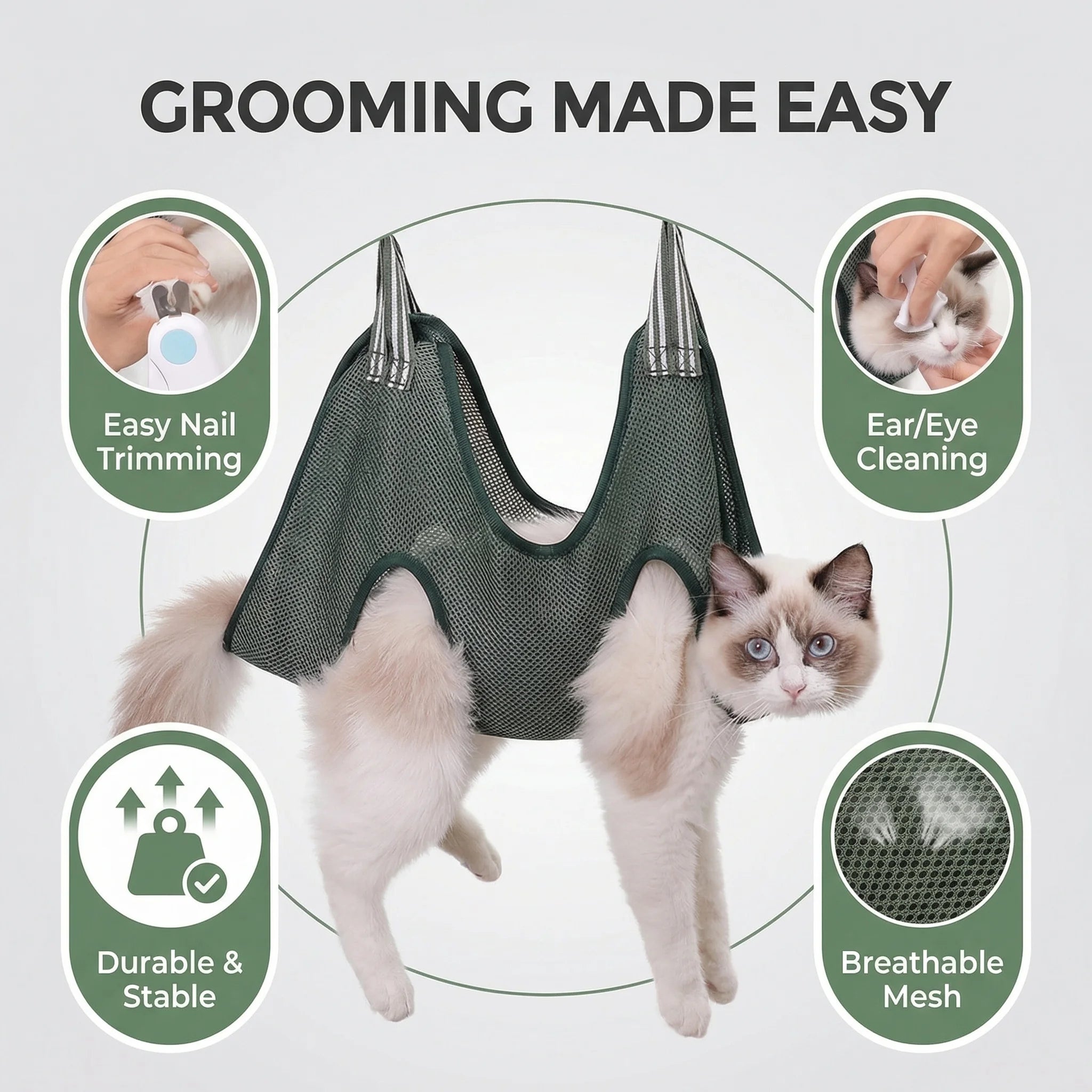 Anti-Scratch Cat Grooming Hammock for Nail Trims