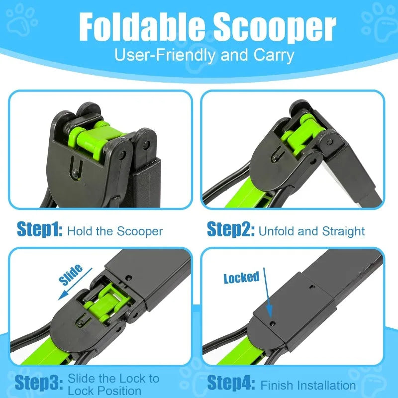 Heavy-Duty Long-Handle Dog Poop Scooper, Foldable