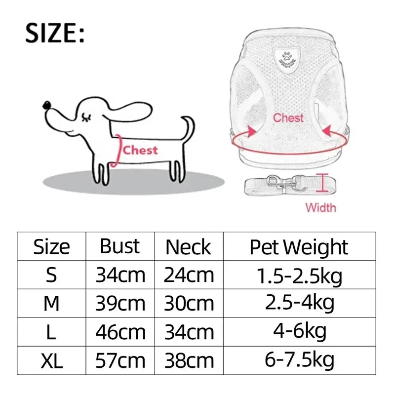 Adjustable Mesh Dog & Cat Harness & Leash Set