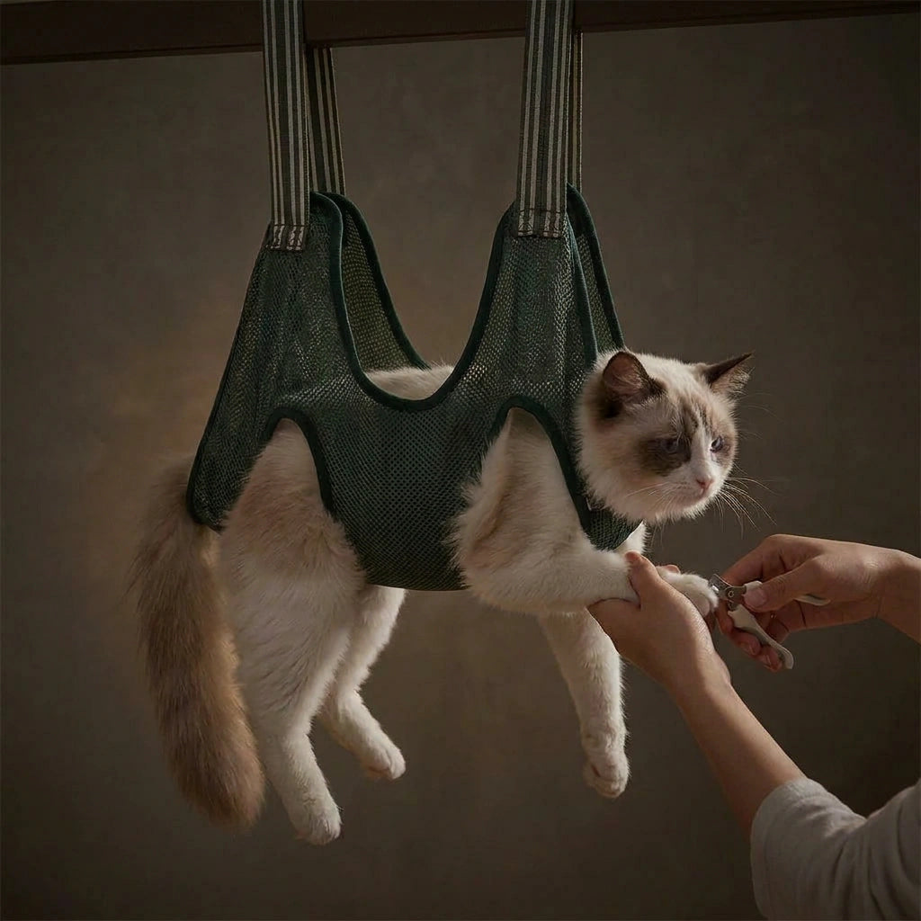 Anti-Scratch Cat Grooming Hammock for Nail Trims