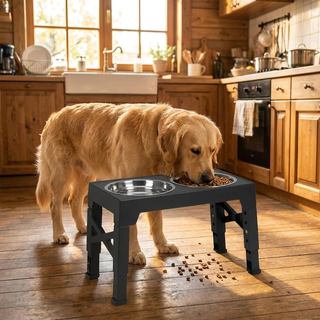 Elevated Dog Feeding Bowl – Raised Food Dishes with Steel Bowls for Dogs
