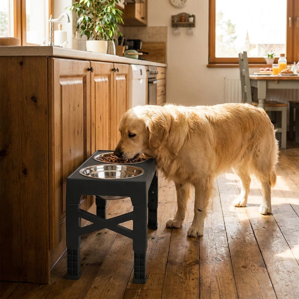 Elevated Dog Feeding Bowl – Raised Food Dishes with Steel Bowls for Dogs