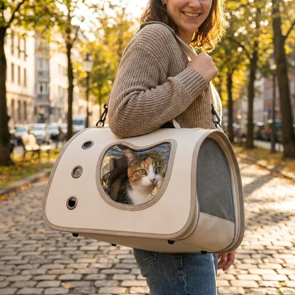 Foldable Pet Carrier Bag for Cats & Small Dogs