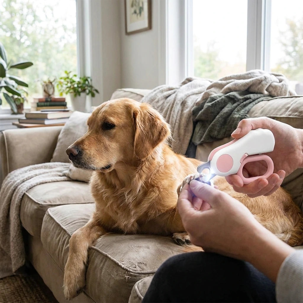 LED Pet Nail Clipper for Dogs & Cats, Safety Lock