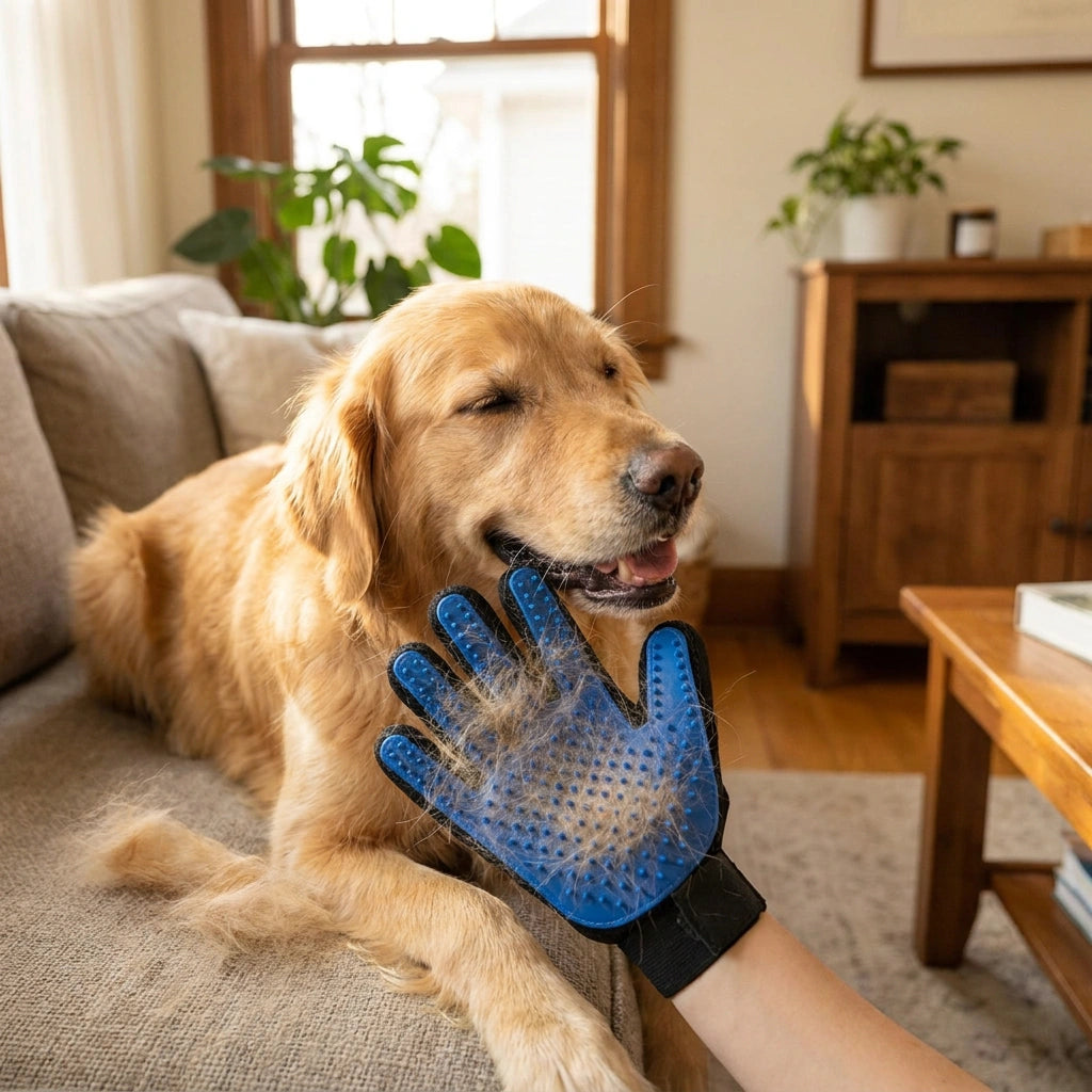 Pet Grooming Gloves for Dogs & Cats – Deshedding Dog & Cat Grooming Mitt, Pet Hair Remover Glove