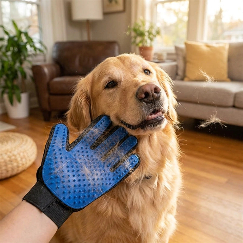 Pet Grooming Gloves for Dogs & Cats – Deshedding Dog & Cat Grooming Mitt, Pet Hair Remover Glove
