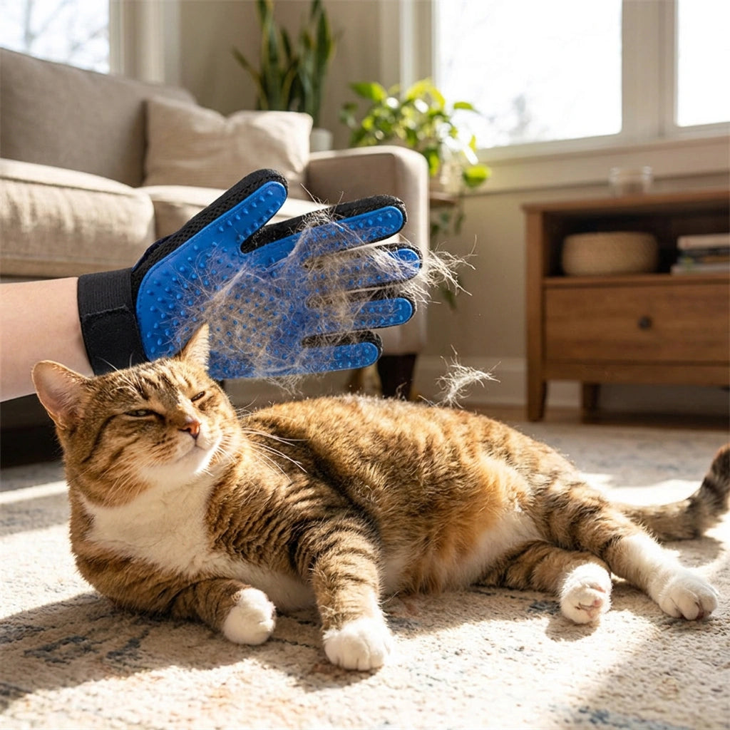 Pet Grooming Gloves for Dogs & Cats – Deshedding Dog & Cat Grooming Mitt, Pet Hair Remover Glove