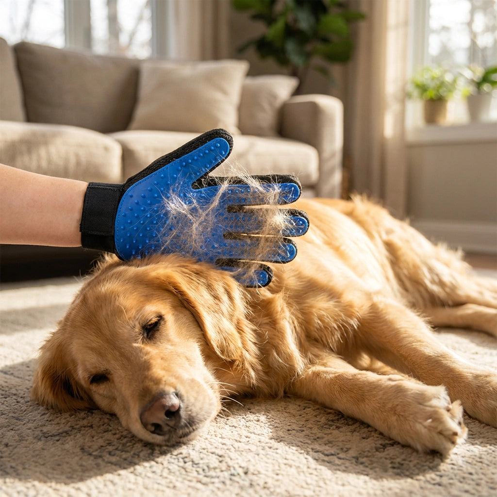 Pet Grooming Gloves for Dogs & Cats – Deshedding Dog & Cat Grooming Mitt, Pet Hair Remover Glove